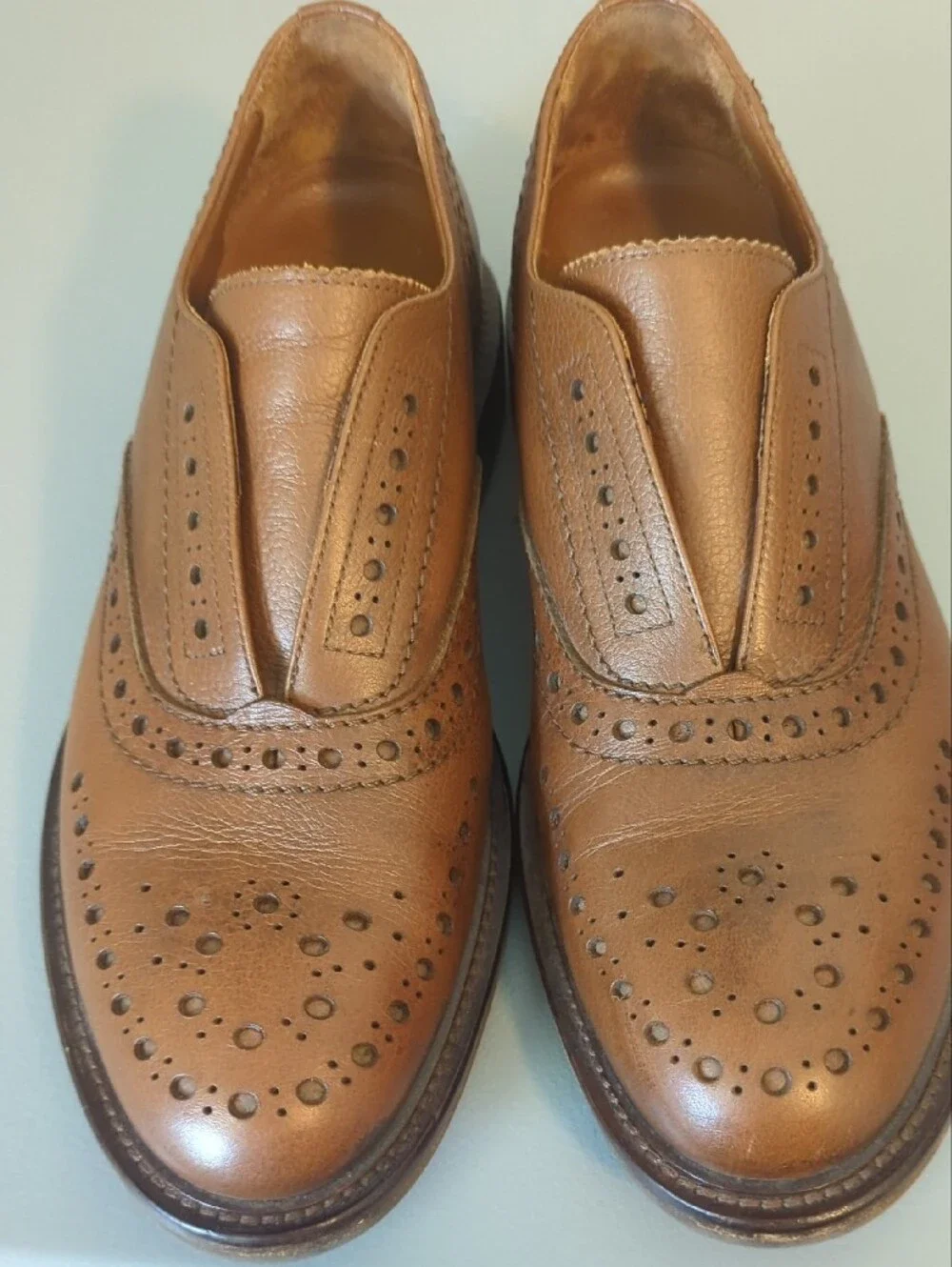 Aquatalia Men's Romeo Weatherproof Brown Laceless Dress Shoes